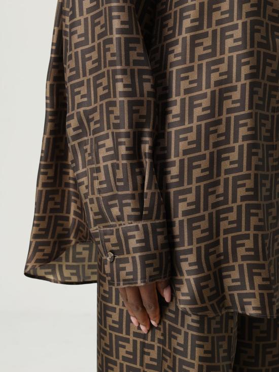 26SS 펜디 실크 셔츠 FS8107A8G3 F118W Tobacco - FENDI