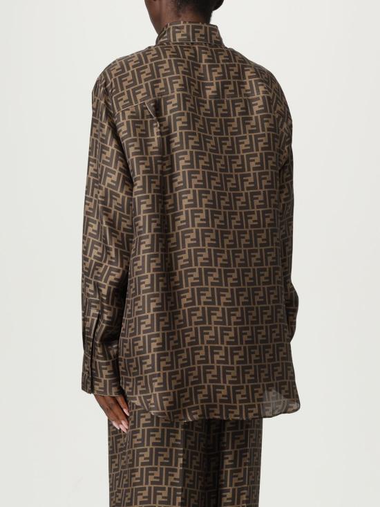 26SS 펜디 실크 셔츠 FS8107A8G3 F118W Tobacco - FENDI