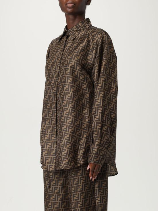 26SS 펜디 실크 셔츠 FS8107A8G3 F118W Tobacco - FENDI
