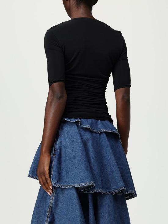 25FW 알라이아 반팔 티셔츠 AA9H1248J050B 995 Black - ALAIA