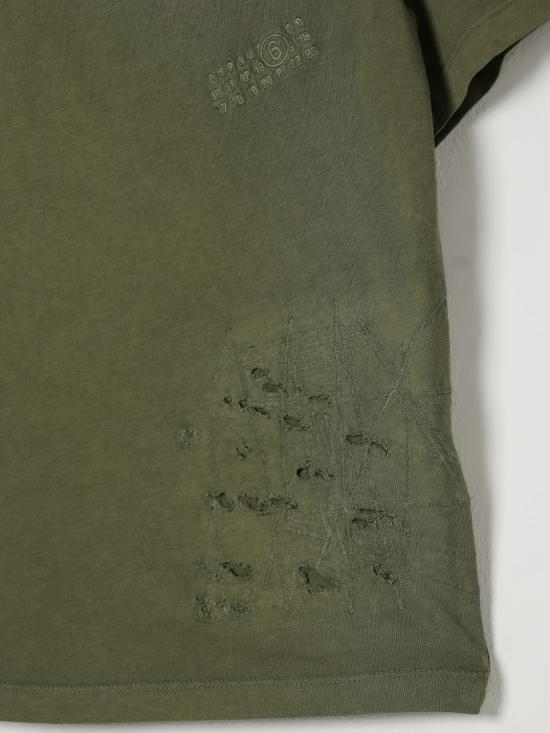 25FW [키즈] MM6 메종마르지엘라 티셔츠 M60874MM06B M6514 Green - MM6 MAISON MARGIELA