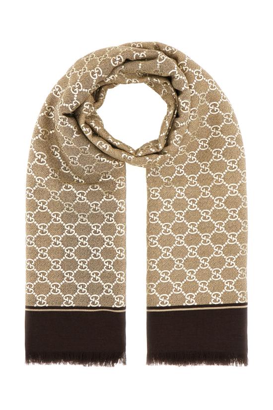 26FW 구찌 라미네이트 GG 울 숄 8100223G348 9865 MARRONE ORO