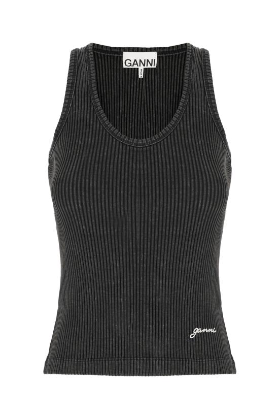 25FW 가니 민소매 티셔츠 T42253705 055 BLACK WASHED