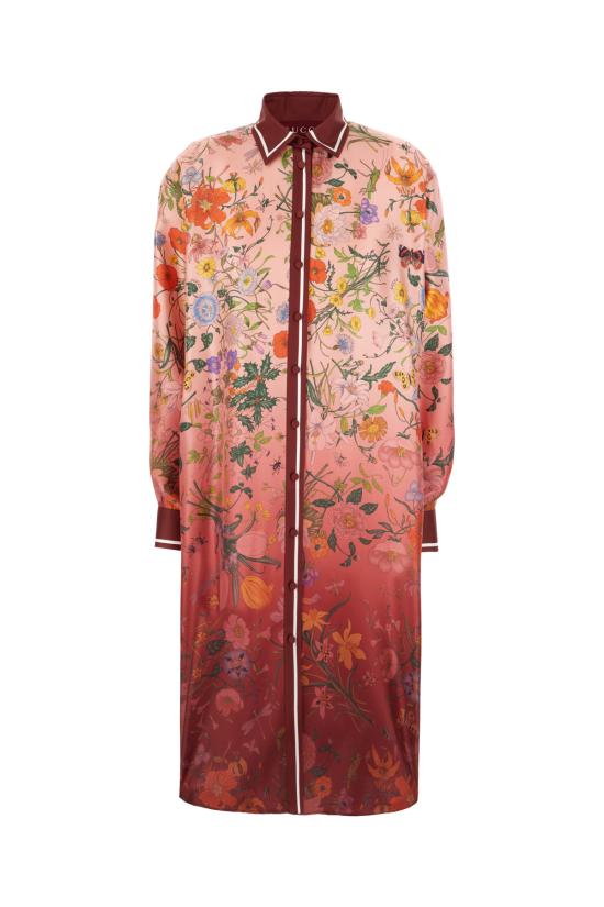 25FW 구찌 프린트 실크 트윌 셔츠 드레스 835742ZATGV 5057 STAMPA FLORA