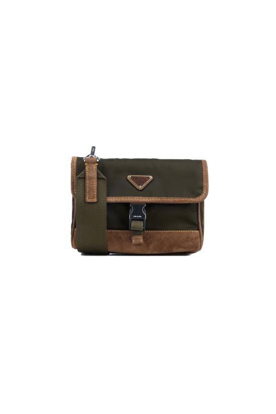 25FW 프라다 삼각로고 리나일론 스웨이드 폰 홀더 크로스백  2ZH1082HJH F041O MUSCHIO CACO