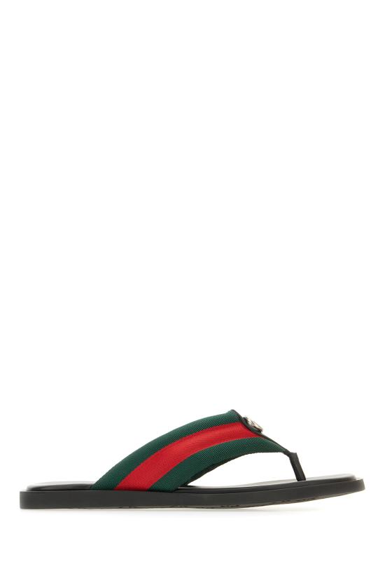 26SS 구찌 인터로킹 G T-스트랩 슬라이드 838083HAALO 8444 WEB VERDE ROSSO VERDE