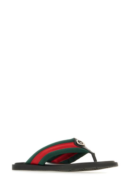 26SS 구찌 인터로킹 G T-스트랩 슬라이드 838083HAALO 8444 WEB VERDE ROSSO VERDE - GUCCI