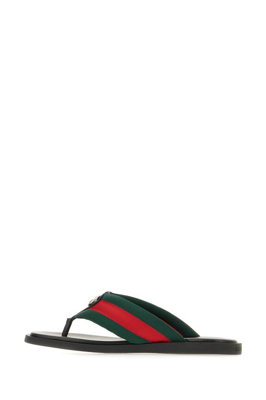 26SS 구찌 인터로킹 G T-스트랩 슬라이드 838083HAALO 8444 WEB VERDE ROSSO VERDE - GUCCI