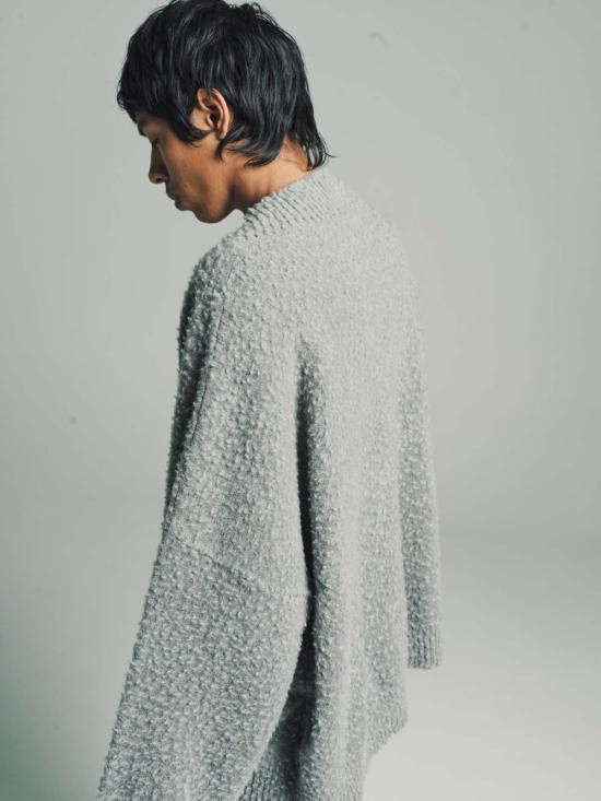  로에베 스웨터 그레이 오버사이즈 텍스처드 울 V넥 - LOEWE