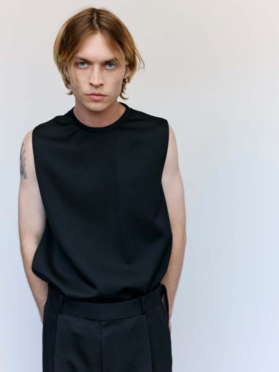  질샌더 민소매 티셔츠 Jil Sander Grain De Poudre 울 탱크탑 - JIL SANDER