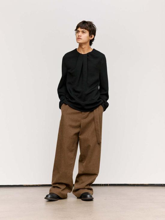  질샌더 긴팔 티셔츠 질 샌더 텍스처드 비스코스 매듭 롱슬리브 탑 - JIL SANDER