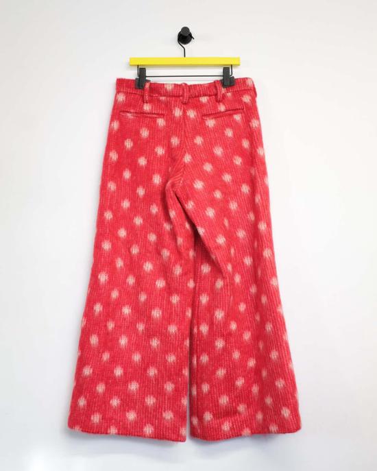  마르니 스트레이트 팬츠 레드 폴카 도트 모헤어 팬츠 - MARNI