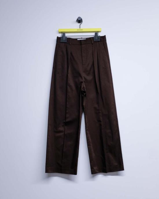  로에베 스트레이트 팬츠 초콜릿 브라운 플리츠 팬츠 - LOEWE