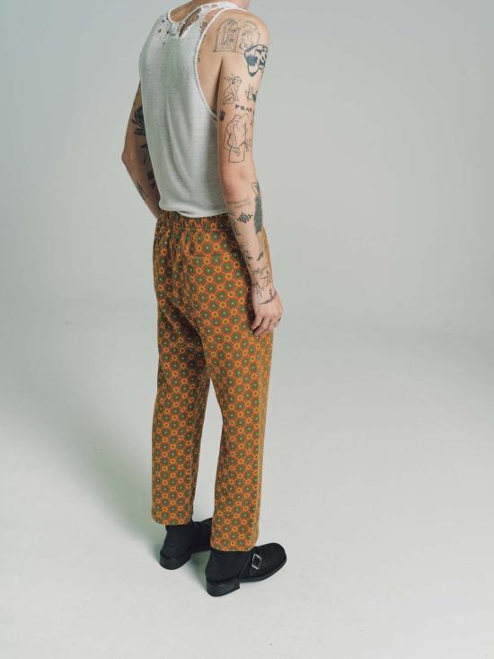  보디 스트레이트 팬츠 플로럴 자카드 스웨트팬츠 브라운 - BODE