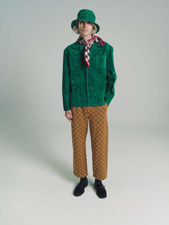  보디 스트레이트 팬츠 플로럴 자카드 스웨트팬츠 브라운 - BODE