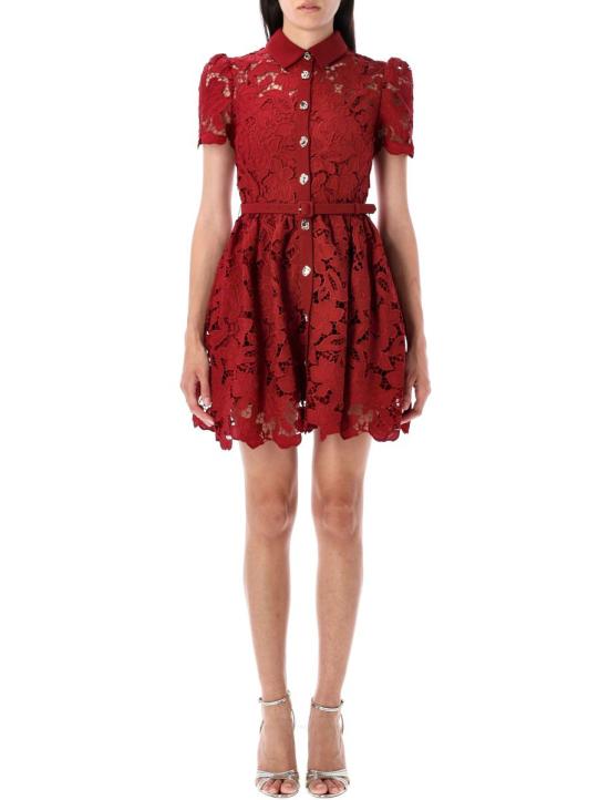 25FW 셀프 포트레이트 숏 원피스 25APF25112SBU BURGUNDY Red