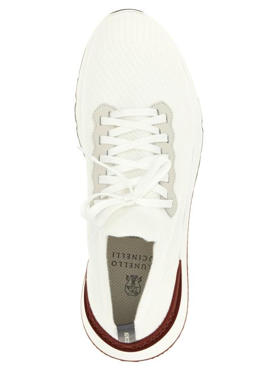 26SS 브루넬로 쿠치넬리 코튼 니트 세미 폴리쉬드 카프스킨 러너 MZUPMBO252CJ987 White - BRUNELLO CUCINELLI