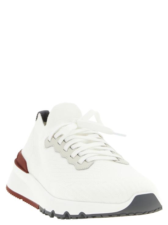 26SS 브루넬로 쿠치넬리 코튼 니트 세미 폴리쉬드 카프스킨 러너 MZUPMBO252CJ987 White - BRUNELLO CUCINELLI