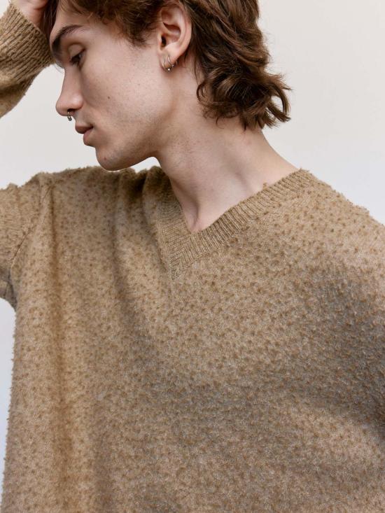  마르지엘라 스웨터 메종  월넛 울 필링 V넥 - MAISON MARGIELA