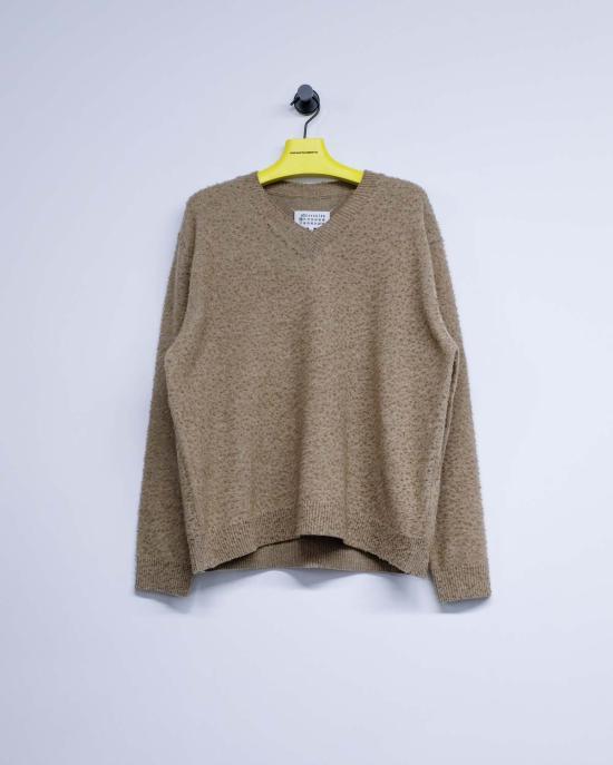  마르지엘라 스웨터 메종  월넛 울 필링 V넥 - MAISON MARGIELA