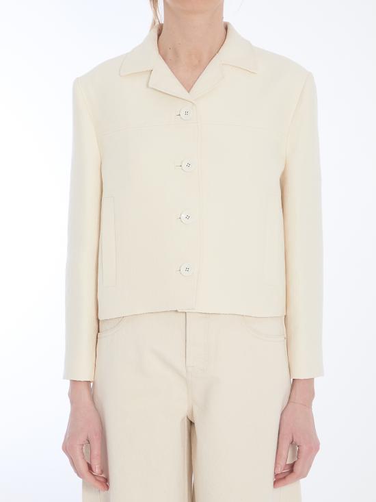 25FW 구찌 크레이프 자카드 재킷 828620 WHITE