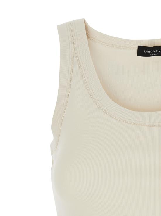 25FW 파비아나 필리피 민소매 티셔츠 JED215F602L5420145 White - FABIANA FILIPPI