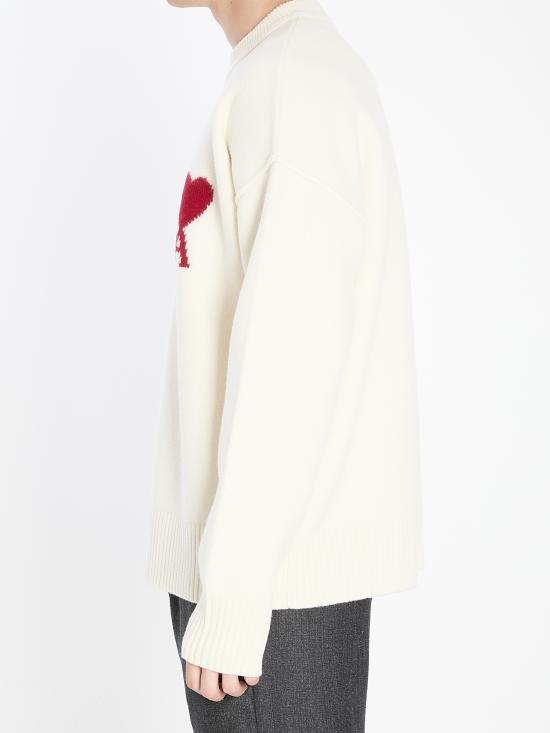 25FW 아미 빅 하트 울 크루넥 스웨터 UKS838 WHITE - AMI