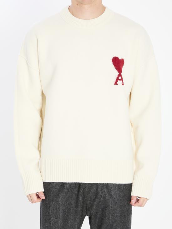 25FW 아미 빅 하트 울 크루넥 스웨터 UKS838 WHITE