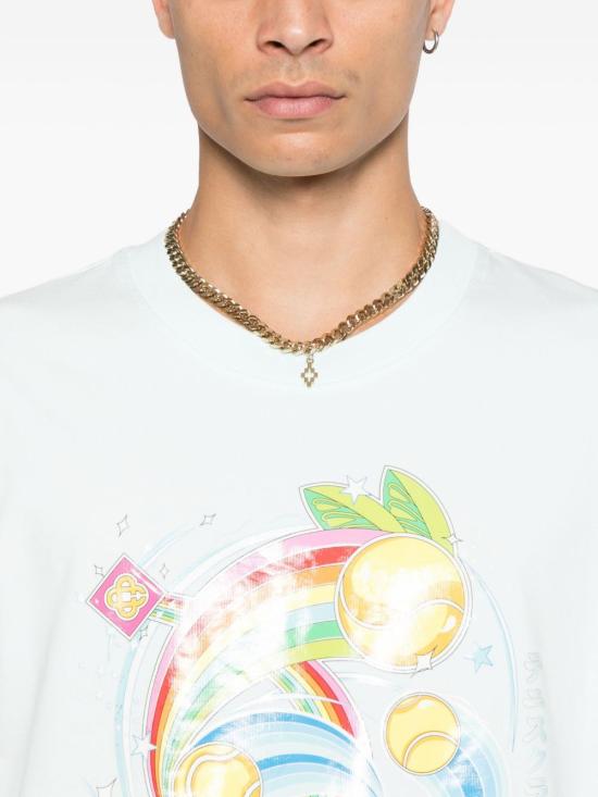 25FW 카사블랑카 반팔 티셔츠 MAW25JTS001 07BLUE Blue - CASABLANCA