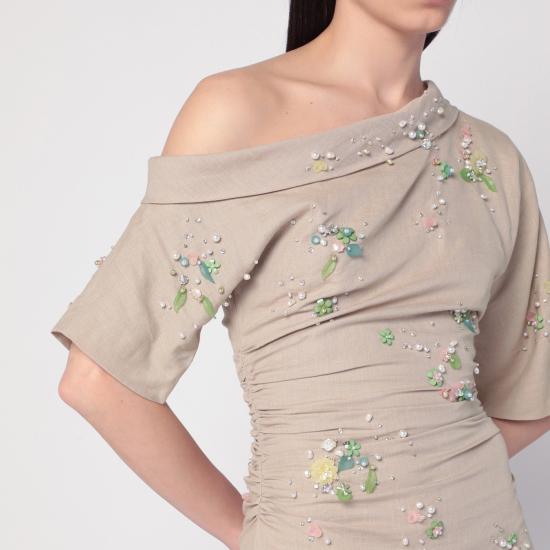 25FW 베르나데트 롱 원피스 BOWERYEMBROIDERCO Beige - BERNADETTE