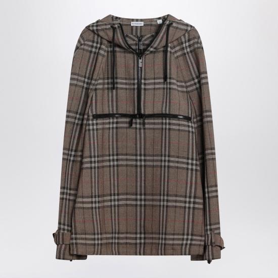 25SS 버버리 체크 실크 블렌드 하프 집 자켓 8108324165277 Brown