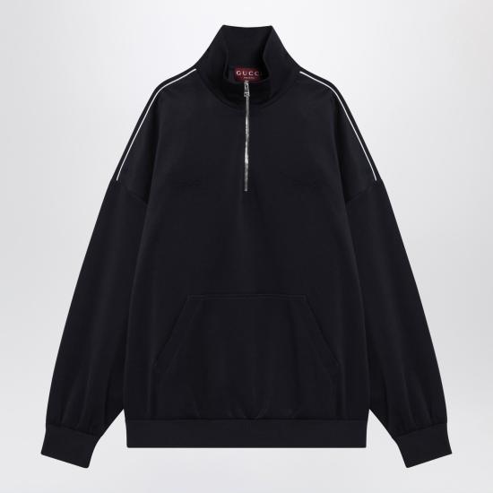 25FW 구찌 테크니컬 저지 집 칼라 맨투맨 833488XJHEK Blue