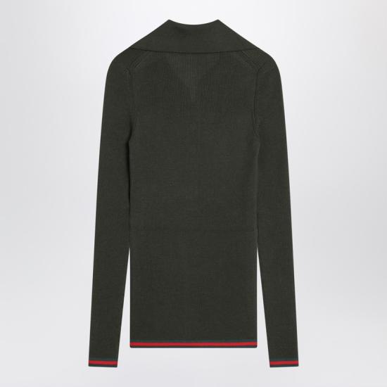  구찌 자수 캐시미어 실크 탑  810315XKD8J Green - GUCCI