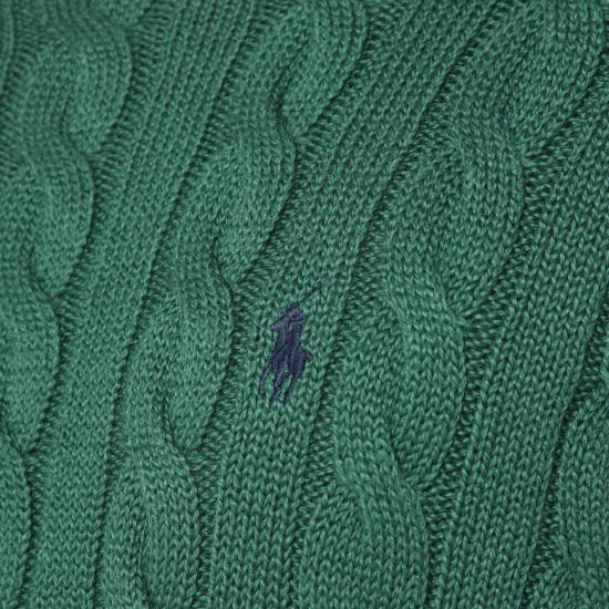25FW 폴로 랄프로렌 로고 자수 케이블 니트 스웨터 710775885519CO Green - POLO RALPH LAUREN