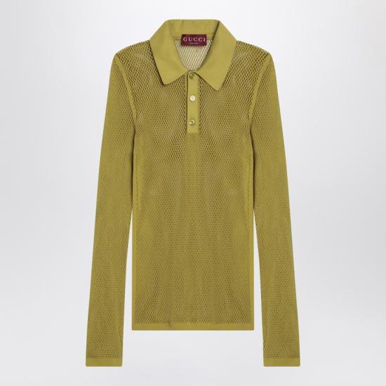  구찌 테크니컬 메쉬 클래식 칼라 티셔츠 821084XKEPG Green