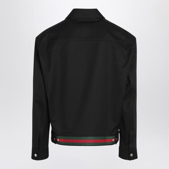 25FW 구찌 웹 디테일 코튼 트윌 자켓 827503ZAQH5 Black - GUCCI