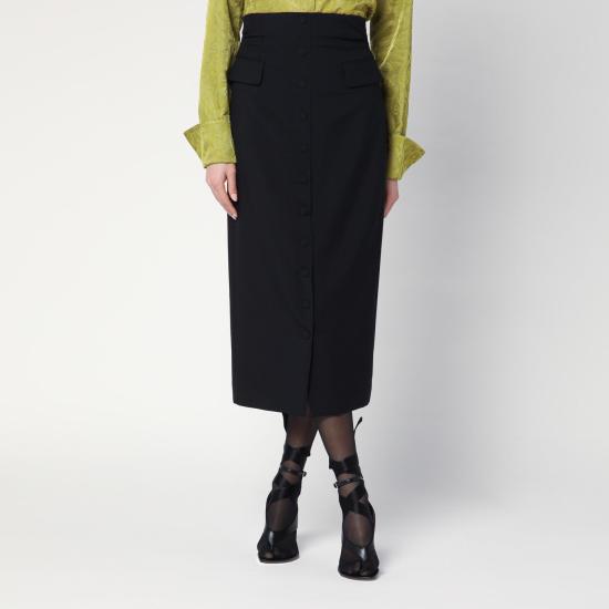 25SS 드리스 반 노튼 롱 스커트 108111381 Black