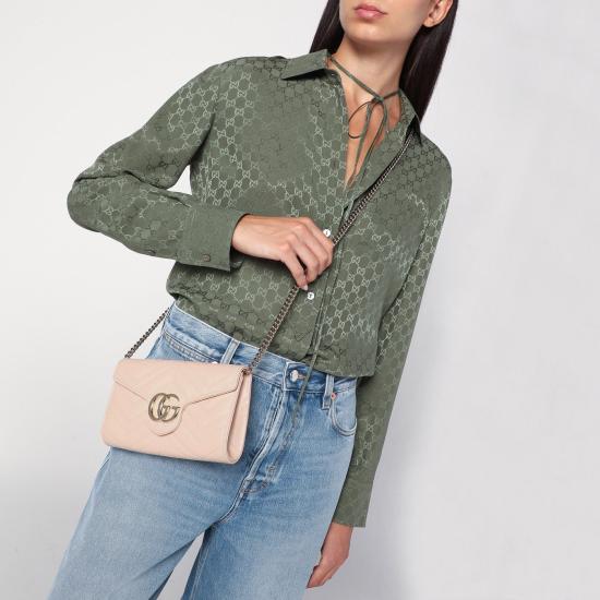 25FW 구찌 GG 마몽 체인 월렛 837745AAET8 Pink - GUCCI