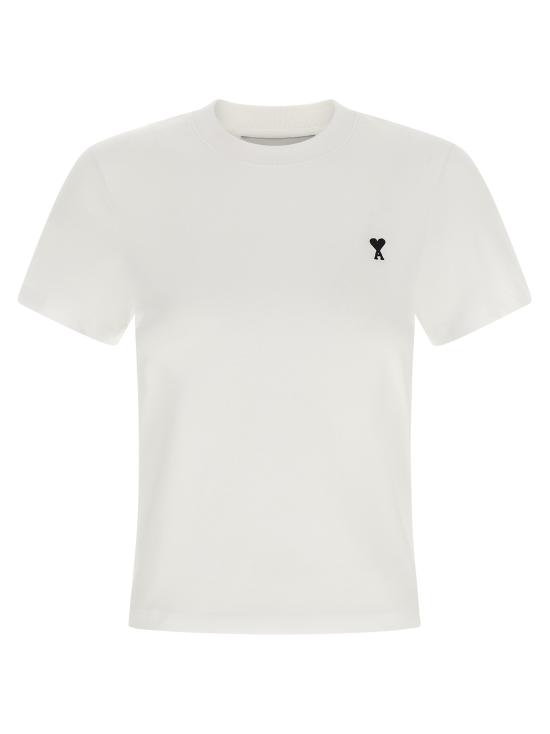 26FW 아미 스몰 하트 로고 코튼 크롭 티셔츠 FTS347724100 White Black