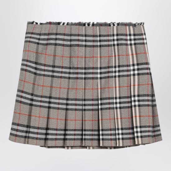25FW 버버리 자수 울 스커트 8113042167564 Grey - BURBERRY