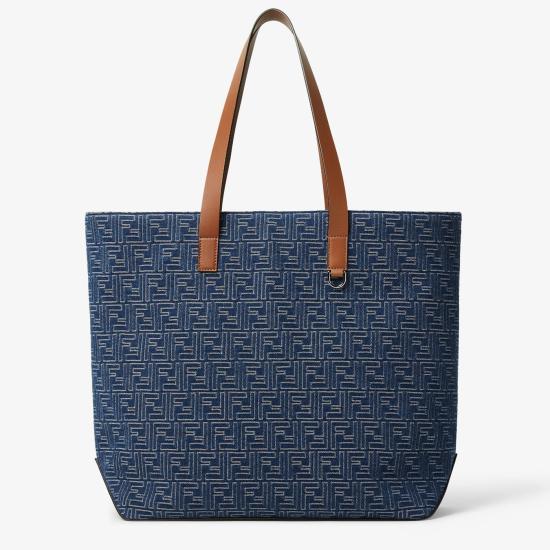  펜디 FF 패브릭 미디움 쇼핑백 7VA657AUGO Grey - FENDI
