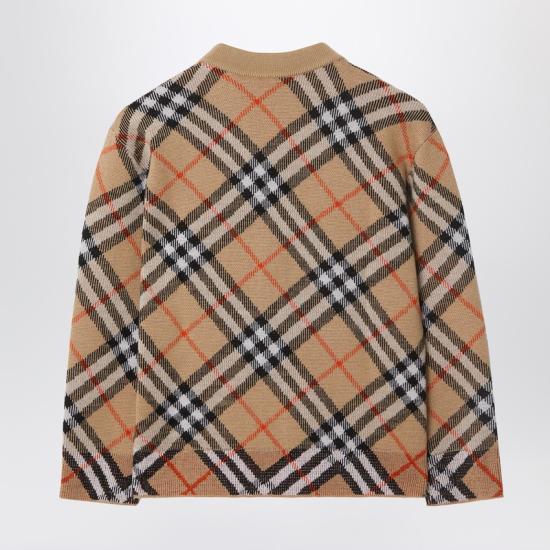  [키즈] 버버리 Graham Check 그레이엄 체크 니트 가디건 8104300163624 Beige - BURBERRY