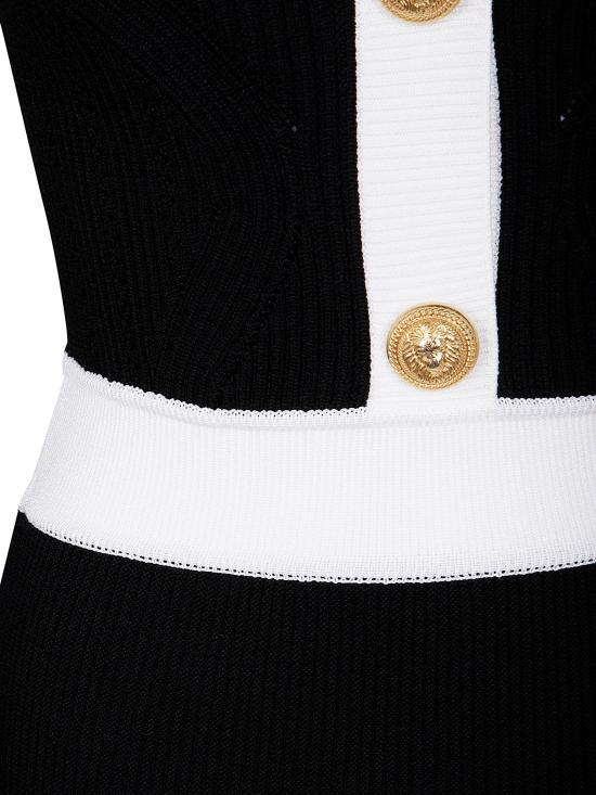 25FW 발망 숏 원피스 FF1R9858KI64 EAB BLACK WHITE - BALMAIN