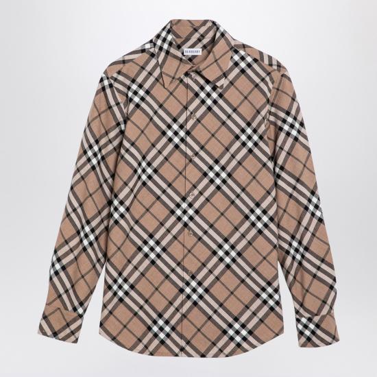  버버리 체크 울 블렌드 셔츠 8093314158995 Beige