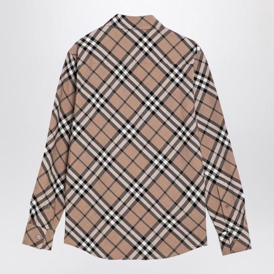  버버리 체크 울 블렌드 셔츠 8093314158995 Beige - BURBERRY
