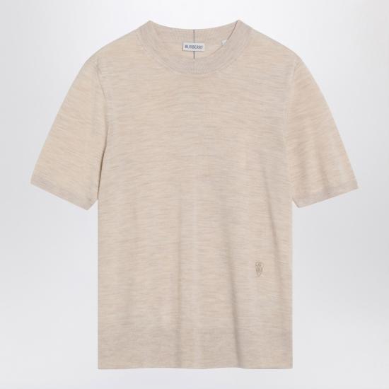 25SS 버버리 울 라운드넥 니트 반팔 티셔츠 8101955164091 Brown