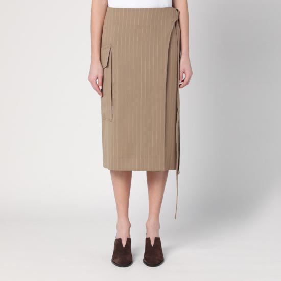 25SS 빅토리아 베컴 미디 스커트 1125WSK006039AWO Beige
