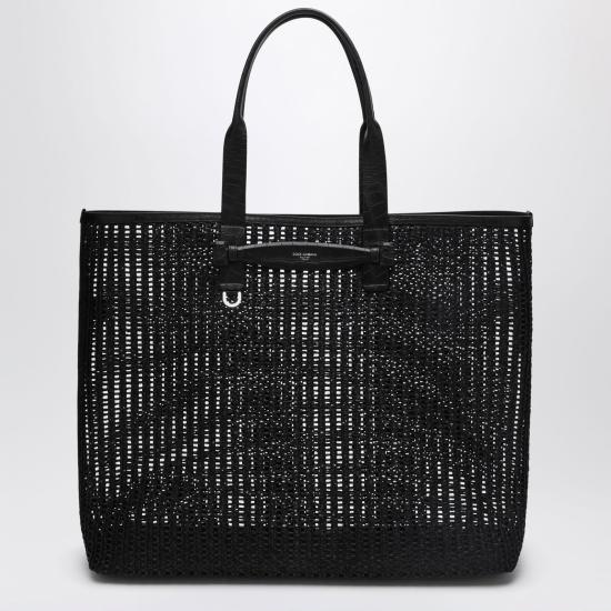 25SS 돌체앤가바나 Woven mesh and calfskin 쇼퍼백 BM2453A9O94 Black