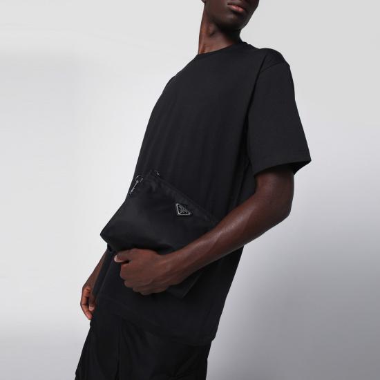 25FW 프라다 리나일론 앤 사피아노 레더 파우치 2NE7892DMH Black - PRADA