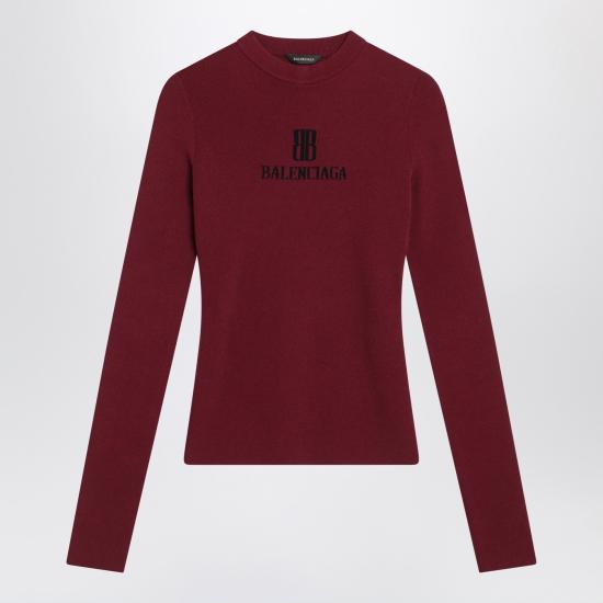 25FW 발렌시아가 로고 크루넥 니트 835494T5231 Burgundy
